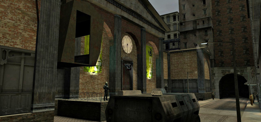 The earliest mockup of the City 17 Trainstation. Image courtesy of Combine Overwiki.